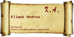 Klimek Andrea névjegykártya
